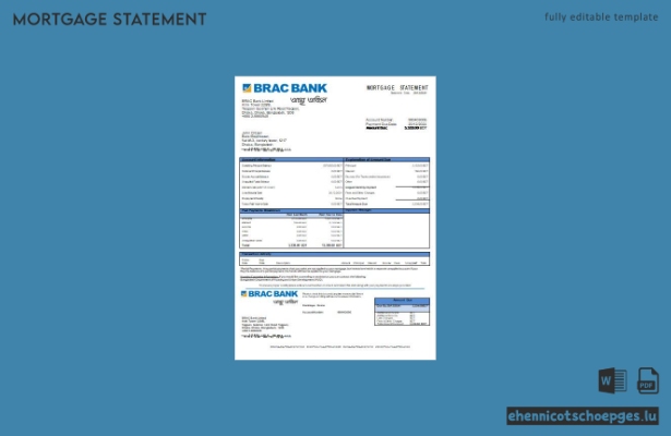 Beispiel eines Hypothekenkontoauszugs der Bangladesh BRAC Bank